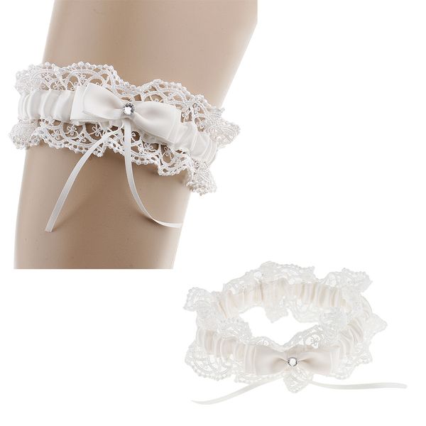 2pcs wedding bride keepsake lace flower crystal bowknot bridal garters beige, White
2pcs wedding bride keepsake lace flower crystal bowknot bridal garters beige, White