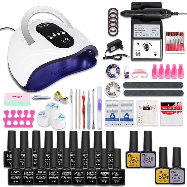 nail art kits set 120w uv led lamp gel select 18/10 color polish kit & 20000rpm electric drill tools manicure