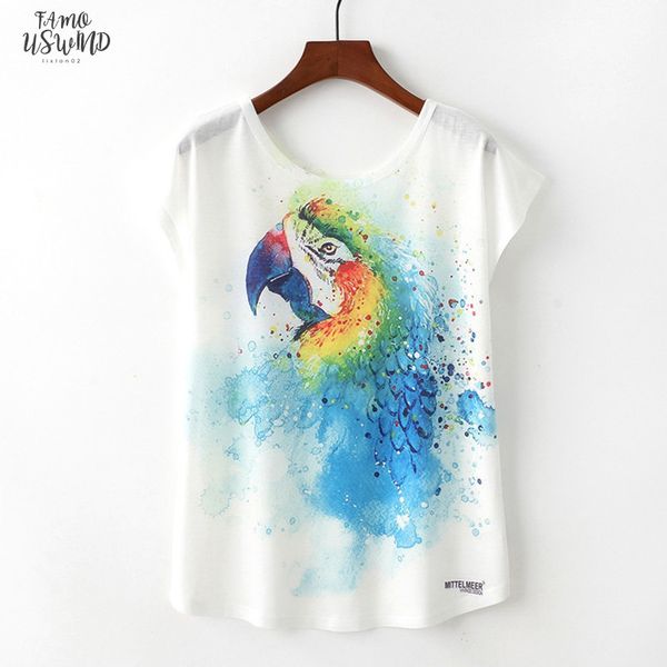 spring summer women t shirt novelty harajuku kawaii cute style parrot print t shirt new short sleeve, White
spring summer women t shirt novelty harajuku kawaii cute style parrot print t shirt new short sleeve, White