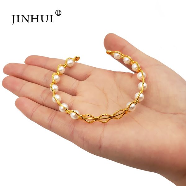 jin hui 1pieces of gold color pearl bracelets for women dubai bride wedding jewelry ornament bangle middle east african gifts, Black
jin hui 1pieces of gold color pearl bracelets for women dubai bride wedding jewelry ornament bangle middle east african gifts, Black