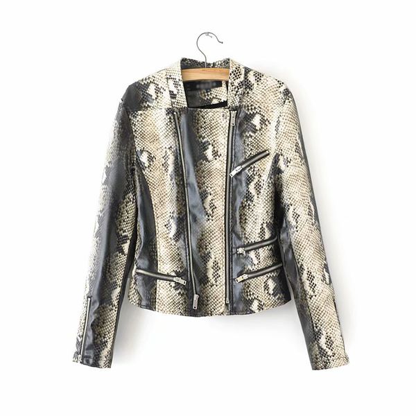 fashion women snake pu leather jackets for vintage ladies animal print high street bomb coats spring-autumn girls chic outwear, Black
fashion women snake pu leather jackets for vintage ladies animal print high street bomb coats spring-autumn girls chic outwear, Black
