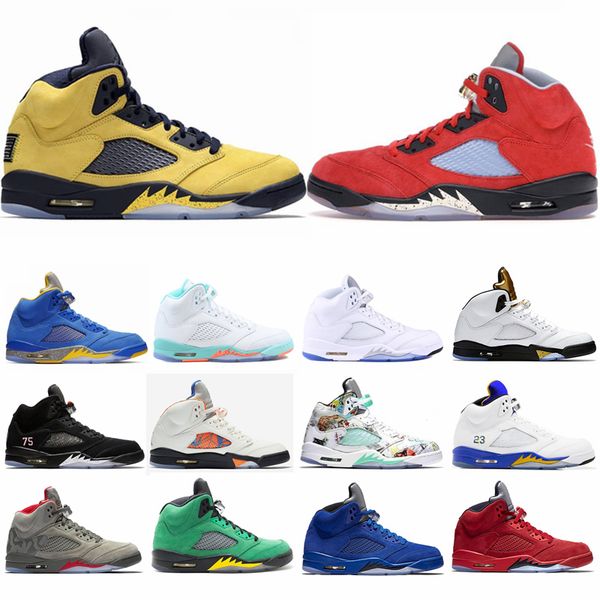 5 5s mens basketball shoes trophy room michigan inspire red suede white cement og metallic black designer sport sneaker, White;red
5 5s mens basketball shoes trophy room michigan inspire red suede white cement og metallic black designer sport sneaker, White;red