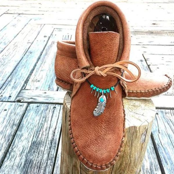 women's bohemian boots retro string bead ankle lace up casual shoes woman ladies brown flat heel round head boots for women, Black
women's bohemian boots retro string bead ankle lace up casual shoes woman ladies brown flat heel round head boots for women, Black