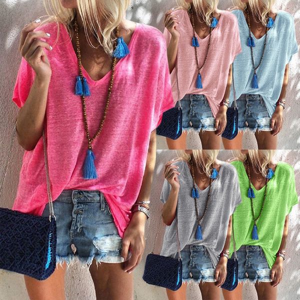 new summer womens ladies short sleeve v-neck solid baggy casual loose t-shirt blouse tee plus size s-2xl, White
new summer womens ladies short sleeve v-neck solid baggy casual loose t-shirt blouse tee plus size s-2xl, White