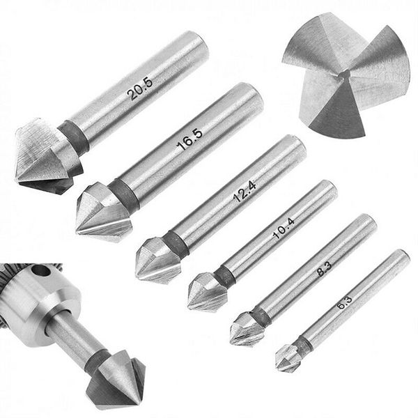 6 pieces countersink drill bit 3 flute hss co hard metal three edge chamfer chamfering end mill cutter round shank
6 pieces countersink drill bit 3 flute hss co hard metal three edge chamfer chamfering end mill cutter round shank