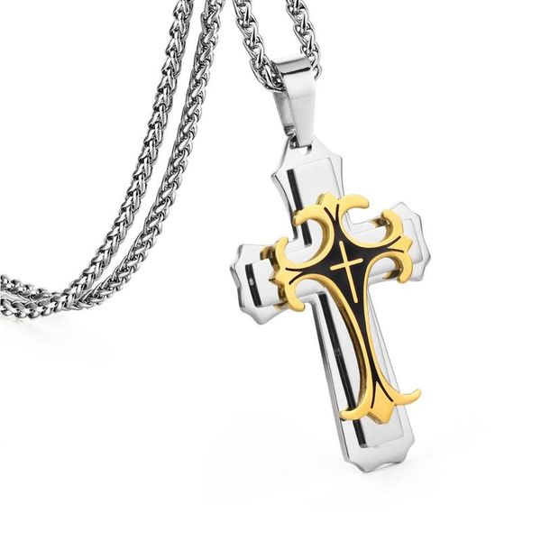 male stainless steel 3 layers cross pendants necklaces for men link chains vintage metal jewelry boys gifts colars kolye mn215, Silver
male stainless steel 3 layers cross pendants necklaces for men link chains vintage metal jewelry boys gifts colars kolye mn215, Silver