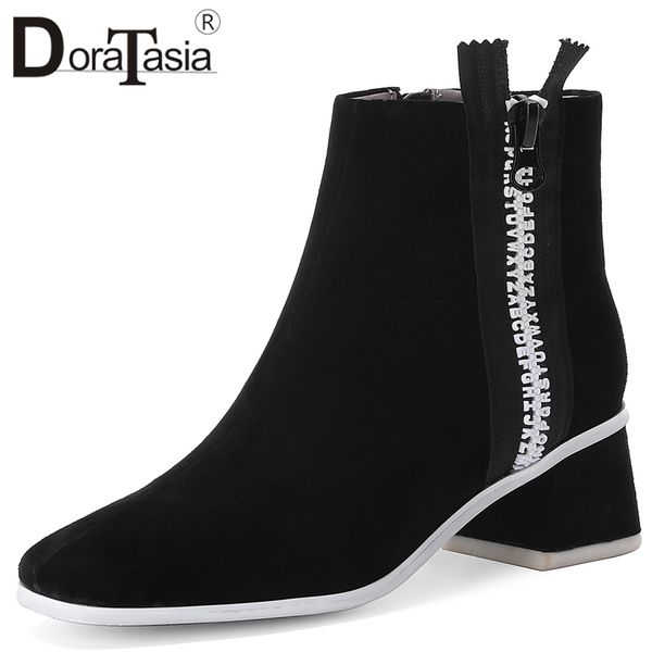 doratasia brand new kid suede ladies chunky heels boots women casual office boots fashion zip ankle shoes woman, Black
doratasia brand new kid suede ladies chunky heels boots women casual office boots fashion zip ankle shoes woman, Black