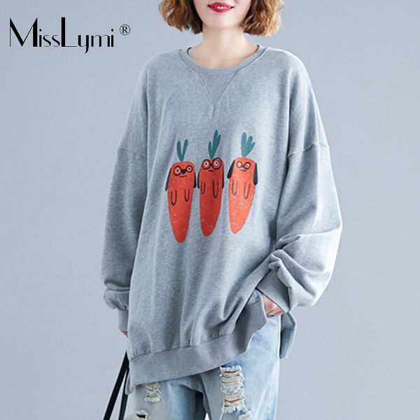 xl-xxxl plus size women cotton sweatshirt autumn 2019 cartoon carrot print long sleeve loose casual oversized hoodies long, Black
xl-xxxl plus size women cotton sweatshirt autumn 2019 cartoon carrot print long sleeve loose casual oversized hoodies long, Black