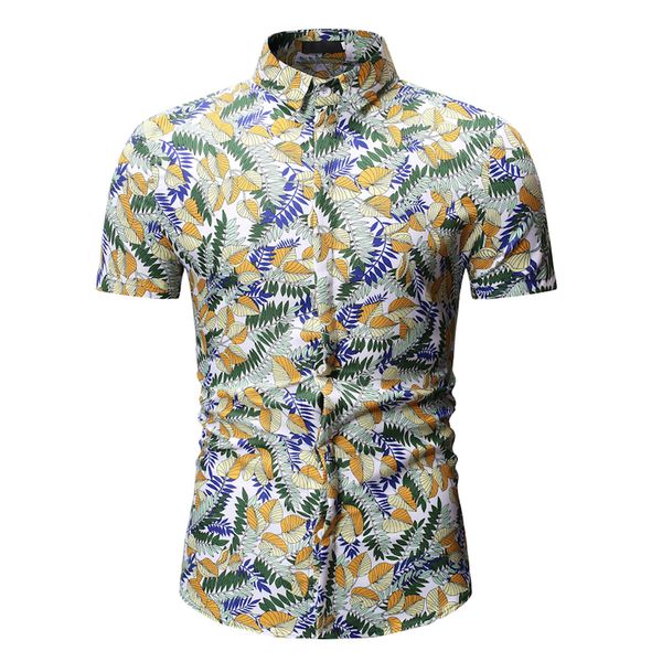 short sleeve printed hawaiian shirt men 2019 summer new fashion floral male leaf pattern dress shirt slim fit comfortable, White;black
short sleeve printed hawaiian shirt men 2019 summer new fashion floral male leaf pattern dress shirt slim fit comfortable, White;black