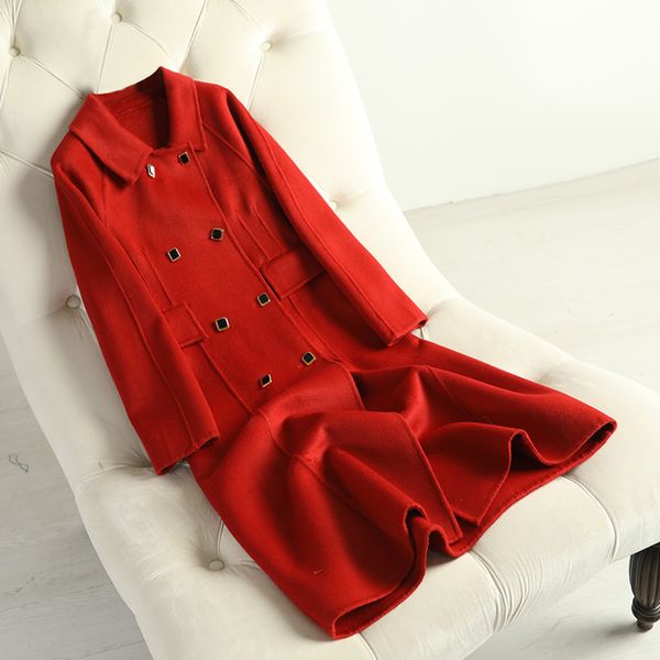 2019 autumn winter new double-sided long woolen coat women double-breasted wool jacket korean fashion ladies coats, Black
2019 autumn winter new double-sided long woolen coat women double-breasted wool jacket korean fashion ladies coats, Black