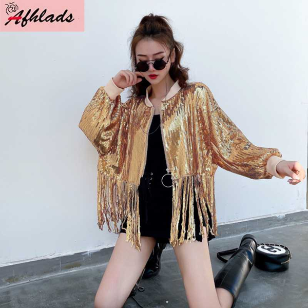 women's jackets solid color women sequin sequins jacket tassel patchwork sequined coat round neck outerwear loose, Black;brown
women's jackets solid color women sequin sequins jacket tassel patchwork sequined coat round neck outerwear loose, Black;brown