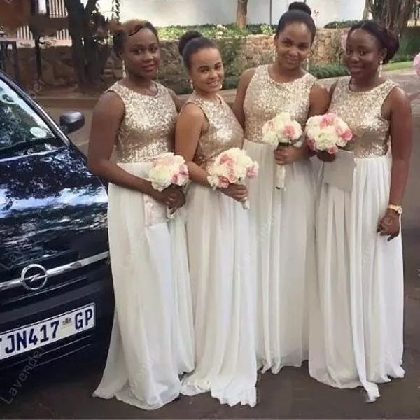 sleeveless bling bling a-line long bridesmaids dresses chiffon skirt floor length sequins vestidos de bridesmaids prom party gowns 2019, White;pink 
sleeveless bling bling a-line long bridesmaids dresses chiffon skirt floor length sequins vestidos de bridesmaids prom party gowns 2019, White;pink