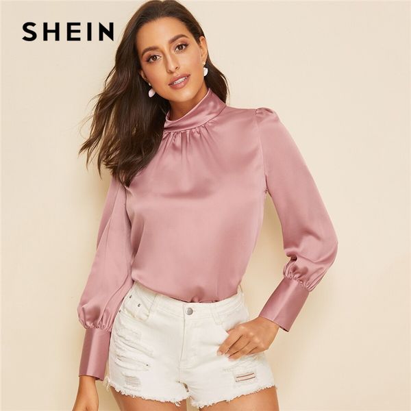 shein pink stand collar button keyhole satin blouse elegant women spring autumn long sleeve solid office ladies blouses, White
shein pink stand collar button keyhole satin blouse elegant women spring autumn long sleeve solid office ladies blouses, White