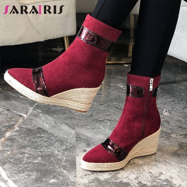 sarairis new big size 32-44 ladies wedges ankle boots fashuon mixed colors platform shoes woman casual party office boots women, Black
sarairis new big size 32-44 ladies wedges ankle boots fashuon mixed colors platform shoes woman casual party office boots women, Black
