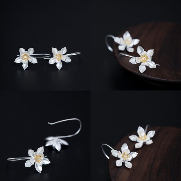 925 originality design s tremella decorate woman temperament literature lotus earrings antique nation ear hook cichten, Golden
925 originality design s tremella decorate woman temperament literature lotus earrings antique nation ear hook cichten, Golden