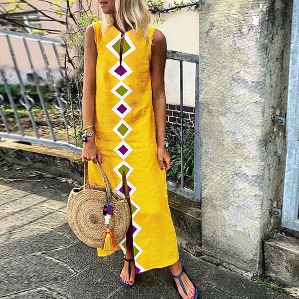 women's summer maxi dress printed sleeveless v-neck long dress split hem baggy kaftan party dresses summer beach dresses 2019, Black;gray 
women's summer maxi dress printed sleeveless v-neck long dress split hem baggy kaftan party dresses summer beach dresses 2019, Black;gray