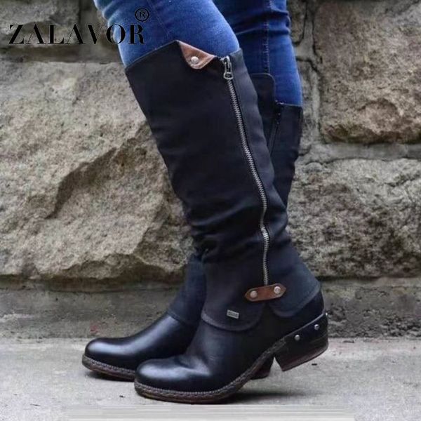 zalavor women knee high boots winter fashion zipper square heel shoes women round toe european style long boots size 35-43, Black
zalavor women knee high boots winter fashion zipper square heel shoes women round toe european style long boots size 35-43, Black