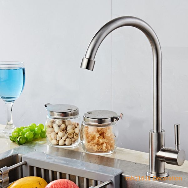 304 stainless steel kitchen single cold faucet rotating faucet brushed lead-sanitary bathroom balcony garden bar faucets
304 stainless steel kitchen single cold faucet rotating faucet brushed lead-sanitary bathroom balcony garden bar faucets