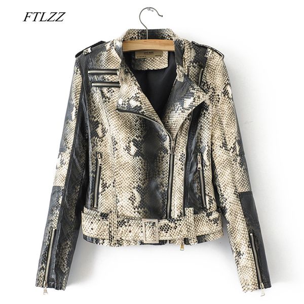 ftlzz autumn women faux soft leather pu jacket snakeskin coats motorcycle rivet zipper black short belt female outerwear
ftlzz autumn women faux soft leather pu jacket snakeskin coats motorcycle rivet zipper black short belt female outerwear