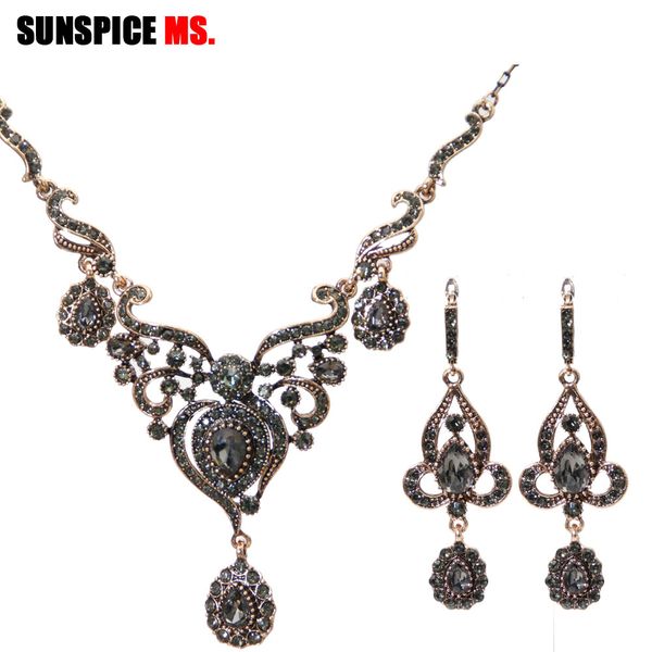 sunspice ms retro gold color turkish gray rhinestone flower earring necklace sets for women wedding engagement jewelry sets 2019, Silver
sunspice ms retro gold color turkish gray rhinestone flower earring necklace sets for women wedding engagement jewelry sets 2019, Silver