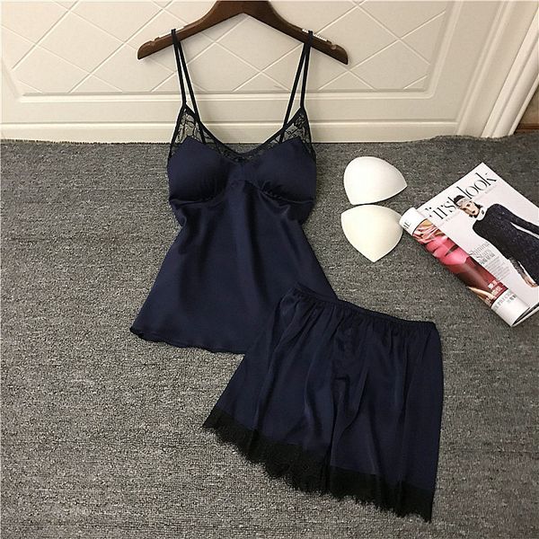 sleep lounge women pajamas sets satin sleepwear pyjamas femme fashion flower pajamas for women with chest pads 2019 pajamas, Black;red
sleep lounge women pajamas sets satin sleepwear pyjamas femme fashion flower pajamas for women with chest pads 2019 pajamas, Black;red