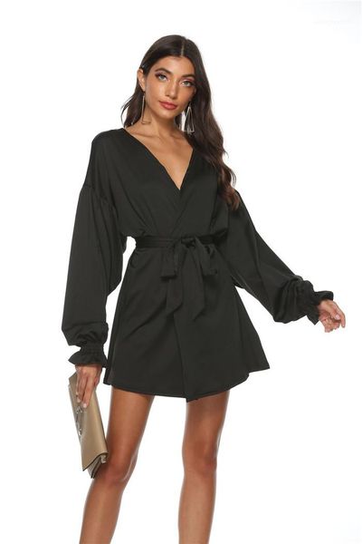 night club dress womens puff sleeve dress designer solid black sashes v neck pleased dresses femsles fsshion, Black;gray
night club dress womens puff sleeve dress designer solid black sashes v neck pleased dresses femsles fsshion, Black;gray