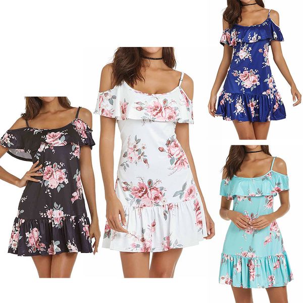 2019 fashion womens summer club party off cold shoulder floral mini dress spaghetti strap beach dress, White;black
2019 fashion womens summer club party off cold shoulder floral mini dress spaghetti strap beach dress, White;black