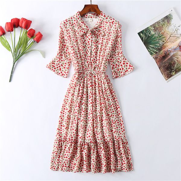 casual dresses spring summer chiffon dress women knee length flare sleeve print sweet bow slim dot flower short, Black;gray
casual dresses spring summer chiffon dress women knee length flare sleeve print sweet bow slim dot flower short, Black;gray