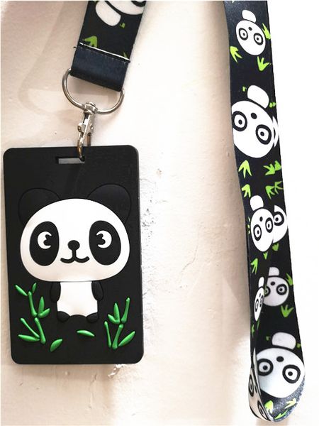 new 1 pcs panda cartoon cute pvc named card holder identity badge with lanyard neck strap card bus id holders with key chain, Silver 
new 1 pcs panda cartoon cute pvc named card holder identity badge with lanyard neck strap card bus id holders with key chain, Silver