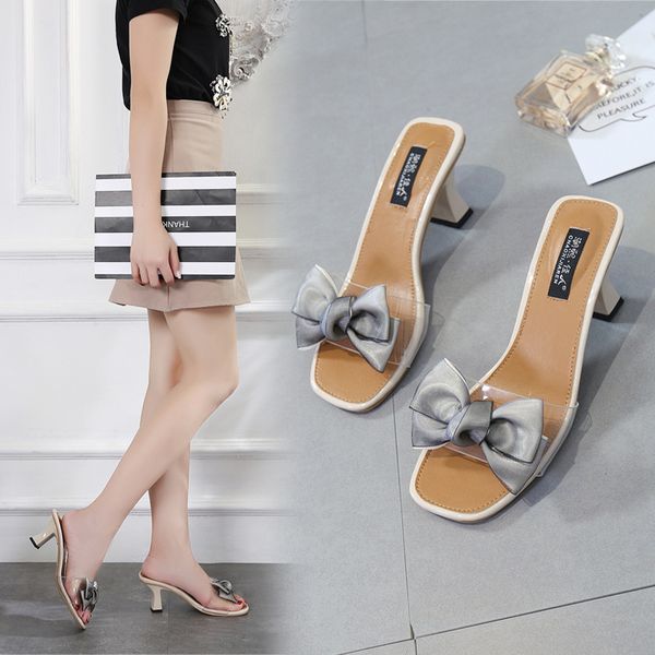 summer graceful bow-knot slippers street fashion transparent open toe woman sandalia 2018 fashion slides mujer high heels woman, Black
summer graceful bow-knot slippers street fashion transparent open toe woman sandalia 2018 fashion slides mujer high heels woman, Black