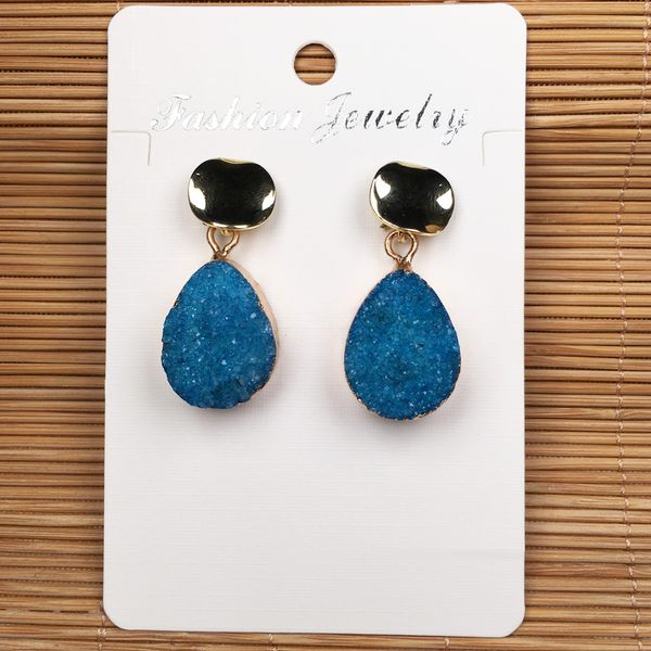 1 pair nature stone earrings stud fine jewelry blue handmade water drop shape crystal cluster stone earring women, Silver
1 pair nature stone earrings stud fine jewelry blue handmade water drop shape crystal cluster stone earring women, Silver