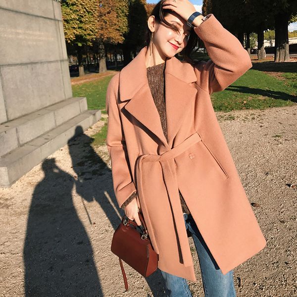 2019 new autumn winter middle long woolen coat female elegant solid color long sleeve coat women cc741, Black
2019 new autumn winter middle long woolen coat female elegant solid color long sleeve coat women cc741, Black