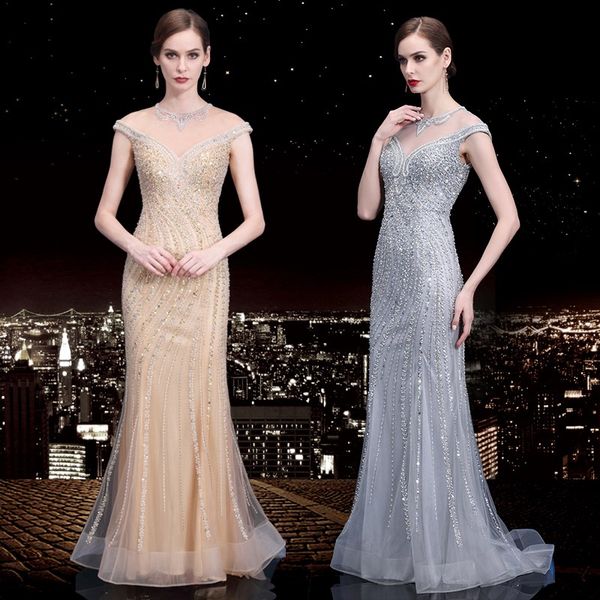 new fashion evening dresses heavy beaded champagne gold long shoulder deep v collar halter fishtail prom party dresses, Black;red
new fashion evening dresses heavy beaded champagne gold long shoulder deep v collar halter fishtail prom party dresses, Black;red