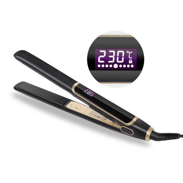 2019 new styling flat iron professional hair straightener with nano titanium plates, dual voltage, digital lcd display, Black
2019 new styling flat iron professional hair straightener with nano titanium plates, dual voltage, digital lcd display, Black