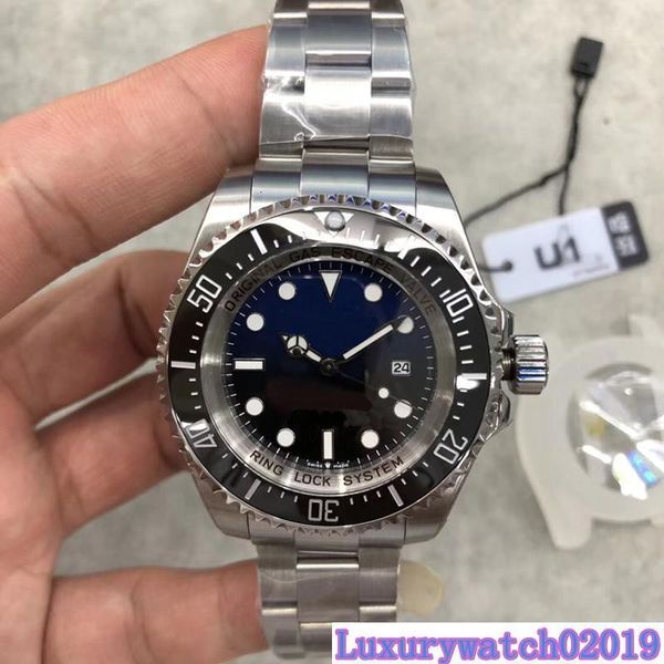 

2019 u1 factory d-blue deep ceramic bezel sea date sapphire cystal stainless steel with glide lock clasp automatic mechanical dwelle watch, Slivery;brown