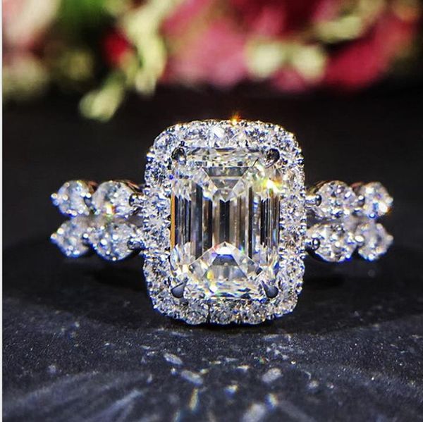 new princess square simulation diamond ring wedding special diamond wedding ring, Silver
new princess square simulation diamond ring wedding special diamond wedding ring, Silver