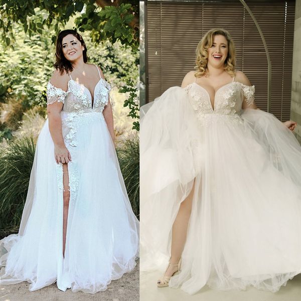 2020 new arrival wedding dresses zipper tulle lice applique wedding gowns floor length spaghetti split bridal gown, White
2020 new arrival wedding dresses zipper tulle lice applique wedding gowns floor length spaghetti split bridal gown, White