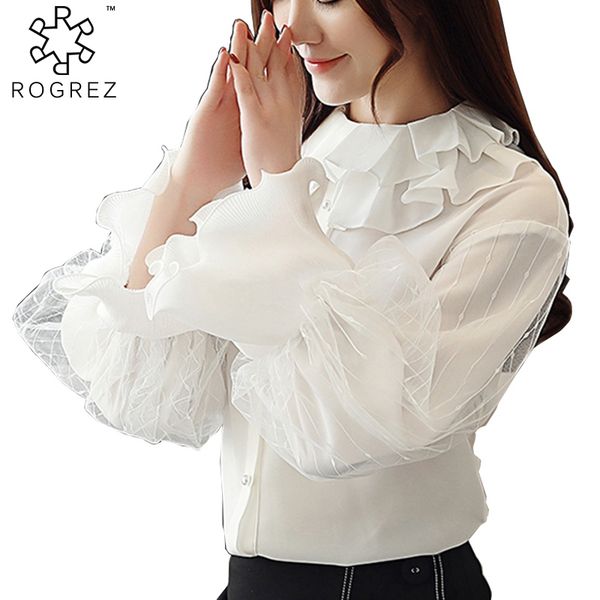 rogrez korean style fashion elegant office lady chiffon shirt white blouse ruffles mesh lace women spring summer 2019
rogrez korean style fashion elegant office lady chiffon shirt white blouse ruffles mesh lace women spring summer 2019