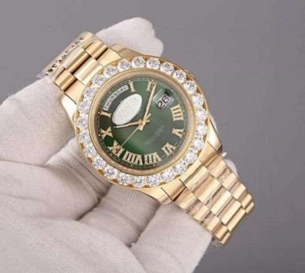luxury super president 18k gold day date men's watch big diamond prong set sapphire original clasp green face fashion mens wa, Slivery;brown
luxury super president 18k gold day date men's watch big diamond prong set sapphire original clasp green face fashion mens wa, Slivery;brown