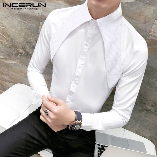 incerun fashion men dress shirt solid color clubwear casual lapel brand blouse korean long sleeve social men wedding shirts 2019, White;black
incerun fashion men dress shirt solid color clubwear casual lapel brand blouse korean long sleeve social men wedding shirts 2019, White;black