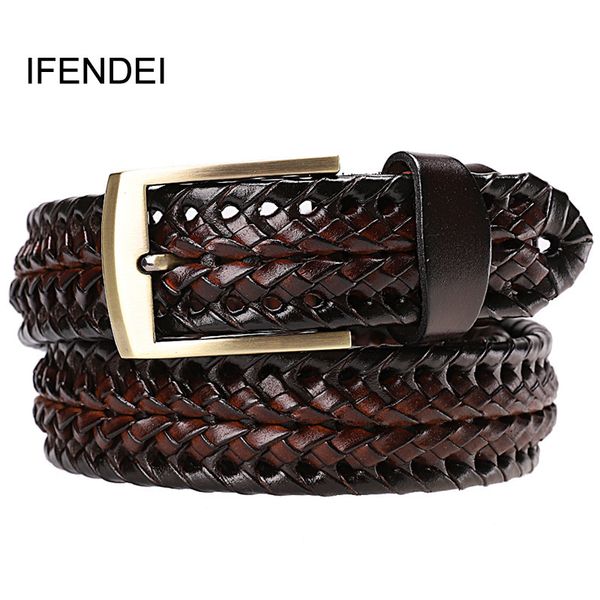 ifendei men genuine leather belt pin buckle braided belts for men quality luxury designer handwoven fashion belts for jeans c19041101, Black;brown
ifendei men genuine leather belt pin buckle braided belts for men quality luxury designer handwoven fashion belts for jeans c19041101, Black;brown