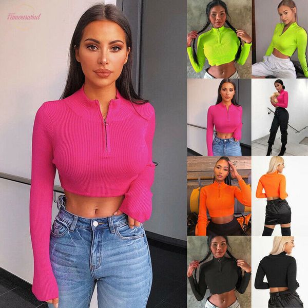 women's zipper cropped long sleeve knitted turtle neck solid color t-shirt female slim, White
women's zipper cropped long sleeve knitted turtle neck solid color t-shirt female slim, White