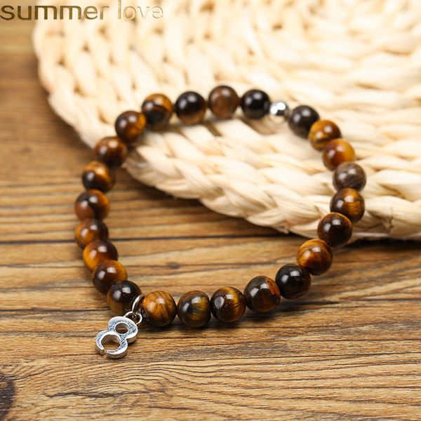 classic fashion men women bead bracelet 8mm tiger eye matte bead stone charm bracelet with stainless steel number 8 charm jewelry, Black
classic fashion men women bead bracelet 8mm tiger eye matte bead stone charm bracelet with stainless steel number 8 charm jewelry, Black