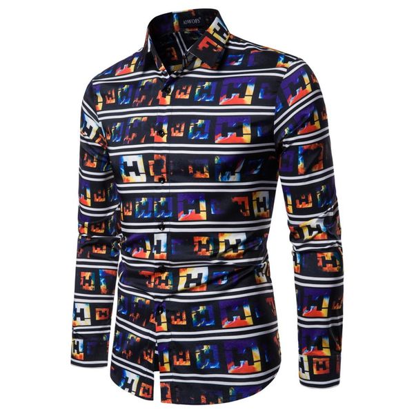 fall 2019 new men's printed long sleeve shirts men's fashion long sleeve shirts ing, White;black
fall 2019 new men's printed long sleeve shirts men's fashion long sleeve shirts ing, White;black