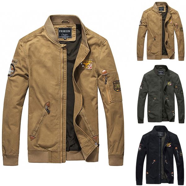 men's winter thicken long sleeve flying jacket embroidery zipper coats slim fit coats male jacket mens, Black;brown
men's winter thicken long sleeve flying jacket embroidery zipper coats slim fit coats male jacket mens, Black;brown