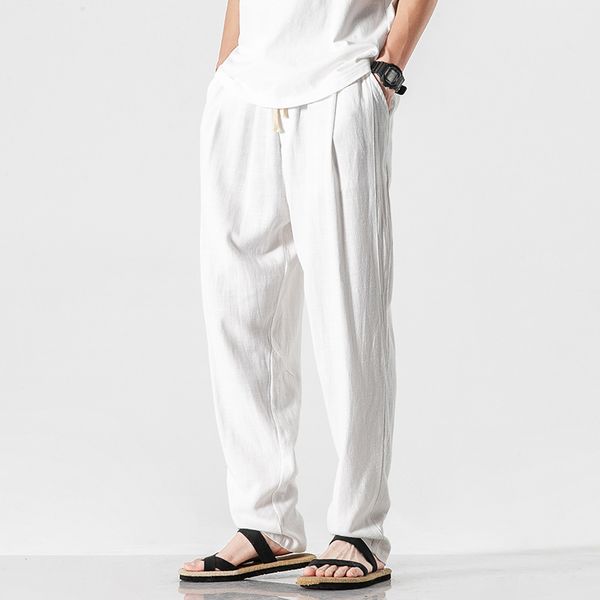 men cotton and linen casual pants summer chinese style elastic waist thin solid color straight wide leg pants trousers plus size, Black
men cotton and linen casual pants summer chinese style elastic waist thin solid color straight wide leg pants trousers plus size, Black