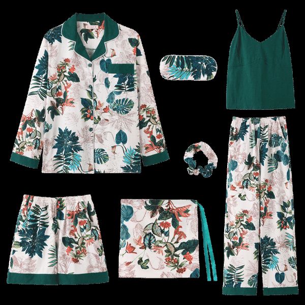 2019 autumn winter 7 pieces set cotton elegant women pajamas full shorts long sleeve elastic waist pants silk lounge robe, Blue;gray
2019 autumn winter 7 pieces set cotton elegant women pajamas full shorts long sleeve elastic waist pants silk lounge robe, Blue;gray