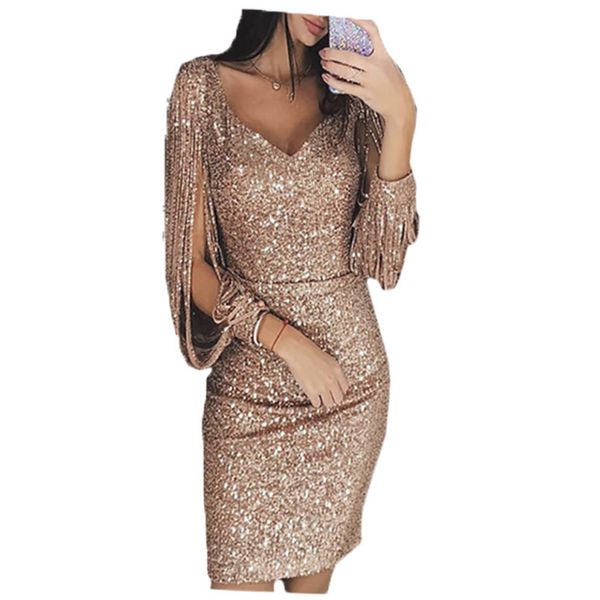2019 горячие женщины длина колена платья партии золота tassel платья женский bodycon с длинным рукавом яркие шелковый блестящая платье vesti, Black;gray
2019 горячие женщины длина колена платья партии золота tassel платья женский bodycon с длинным рукавом яркие шелковый блестящая платье vesti, Black;gray