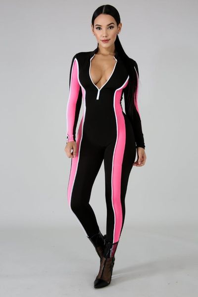 2019 casual fashion sport striped slim contrast color full sleeve jumpsuits female playsuits, Black;white
2019 casual fashion sport striped slim contrast color full sleeve jumpsuits female playsuits, Black;white