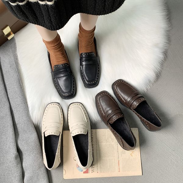 shoes woman 2019 female footwear square toe loafers with fur slip-on rivets studs shallow mouth designer women, Black
shoes woman 2019 female footwear square toe loafers with fur slip-on rivets studs shallow mouth designer women, Black